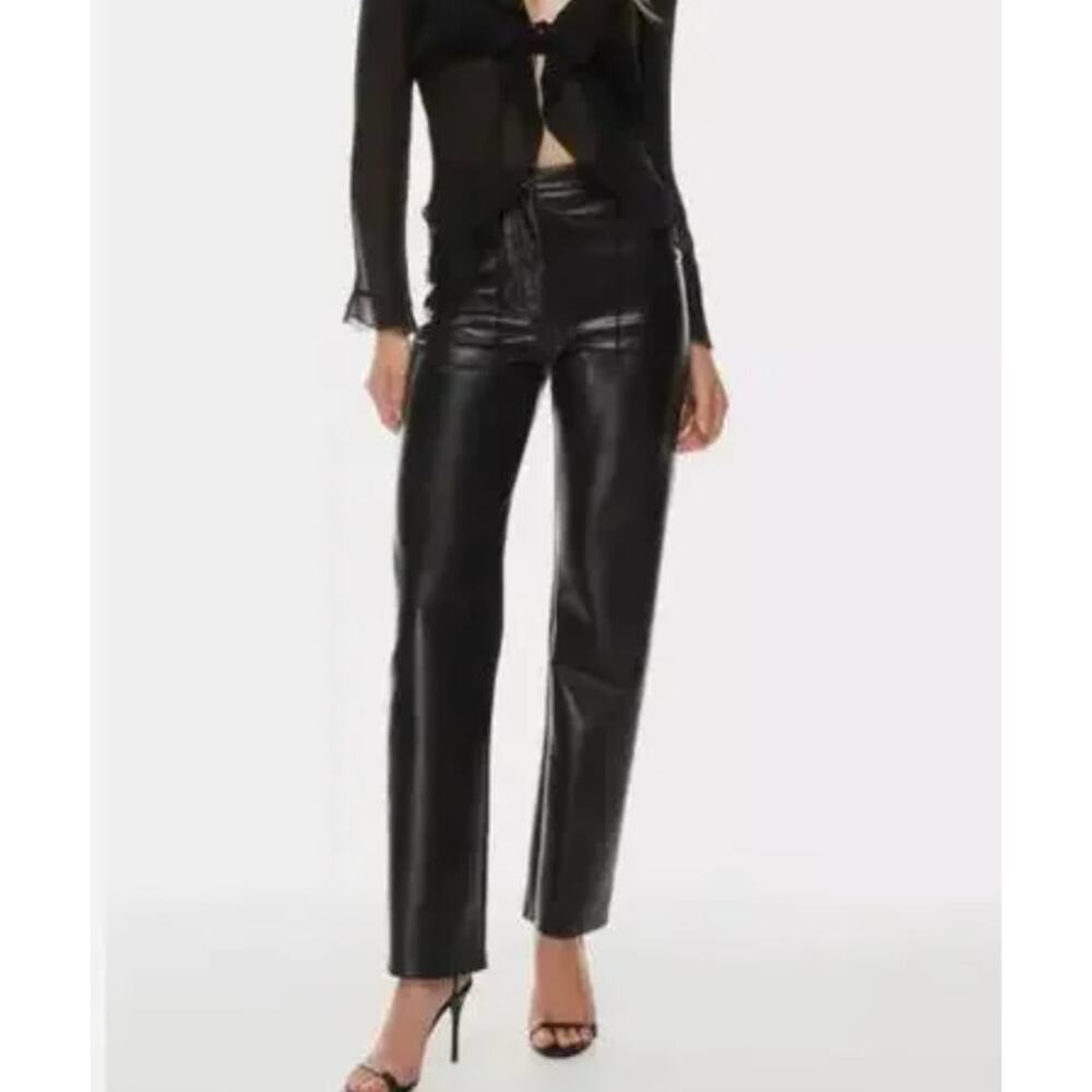 WILFRED The Melina Pant Black Vegan Leather‎ High Waisted Pants Women's Size 6